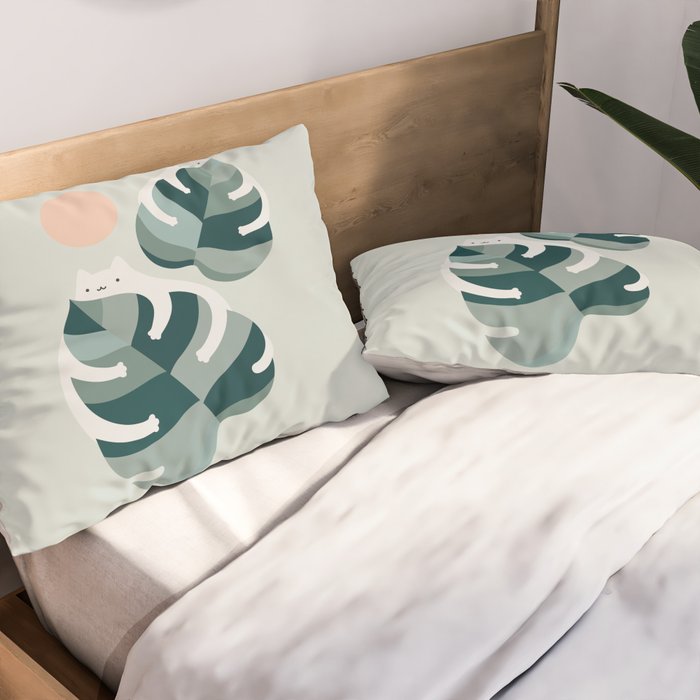 Cat and Plant 38 Pillow Sham Gallery Image 2