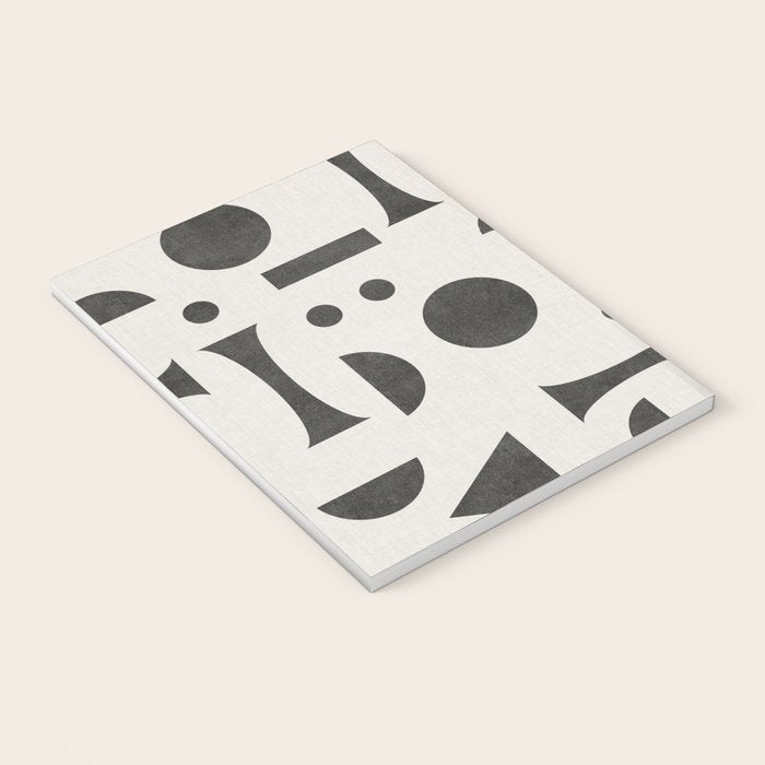 Playful Bauhaus geometric black shapes Notebook Gallery Image 3