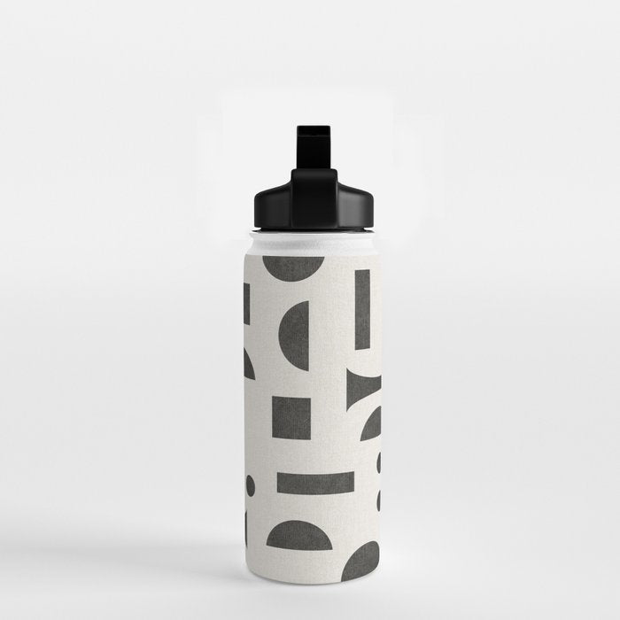Playful Bauhaus geometric black shapes Water Bottle Gallery Image 2