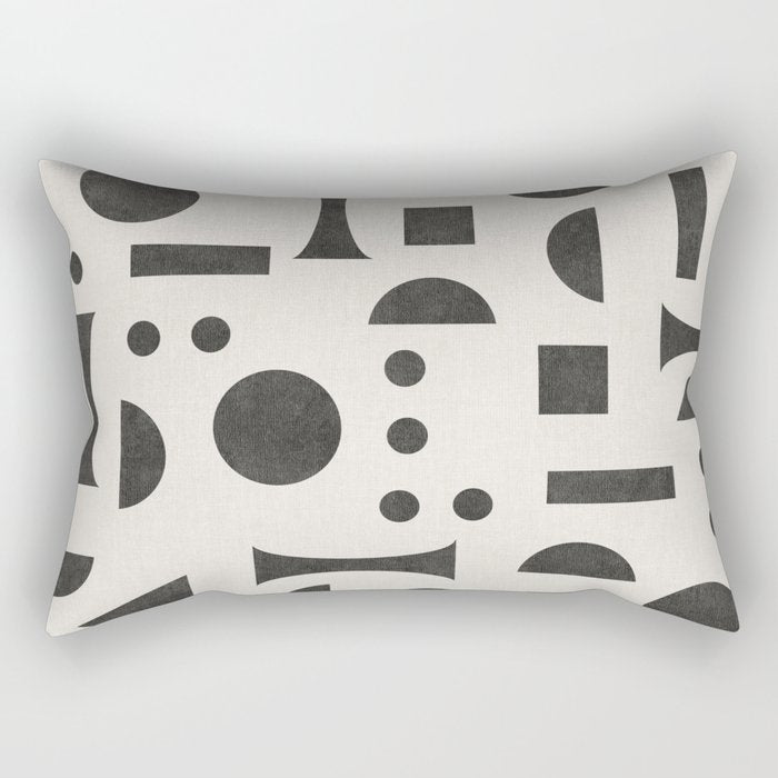 Playful Bauhaus geometric black shapes Rectangular Pillow Gallery Image 2