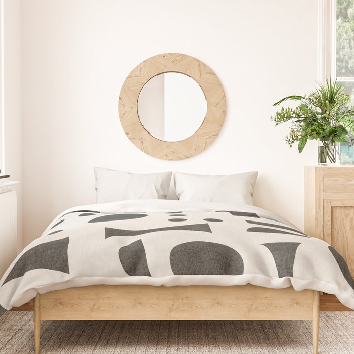 Playful Bauhaus geometric black shapes Duvet Cover Gallery Image 3