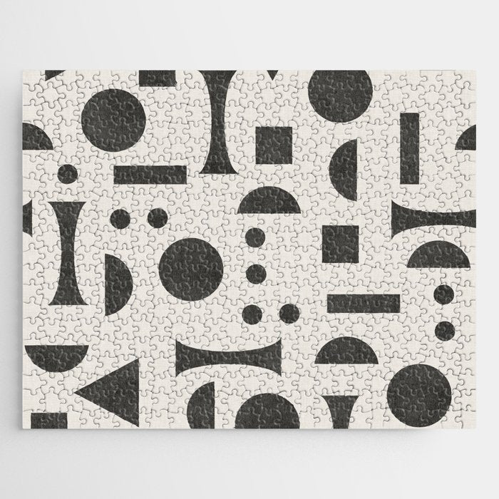 Playful Bauhaus geometric black shapes Jigsaw Puzzle Gallery Image 1