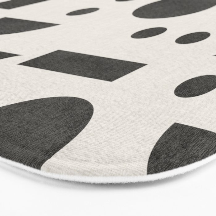 Playful Bauhaus geometric black shapes Bath Mat Gallery Image 3