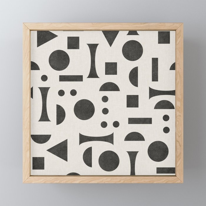 Playful Bauhaus geometric black shapes Mini Art Print Gallery Image 1