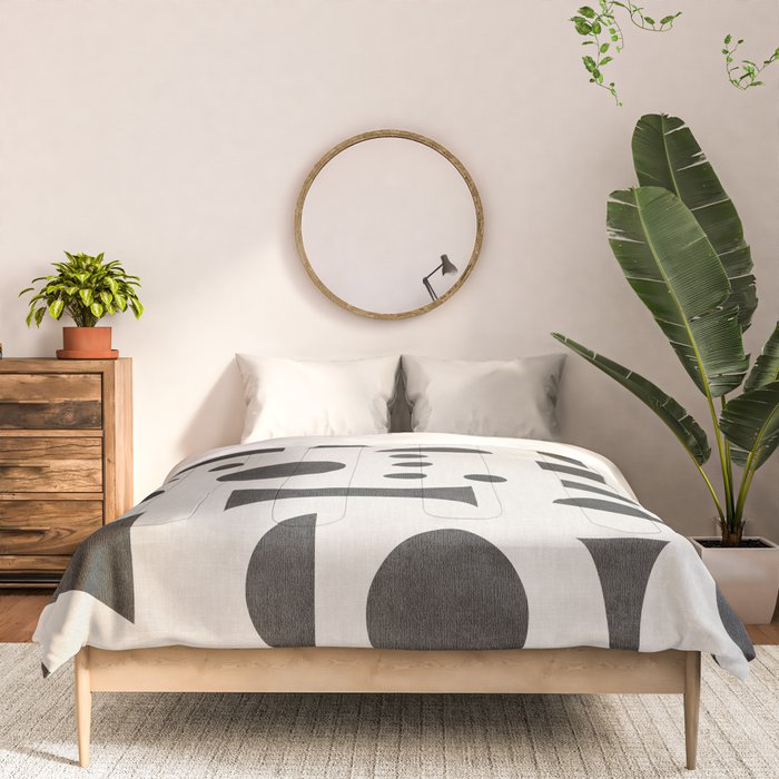 Playful Bauhaus geometric black shapes Comforter Gallery Image 3