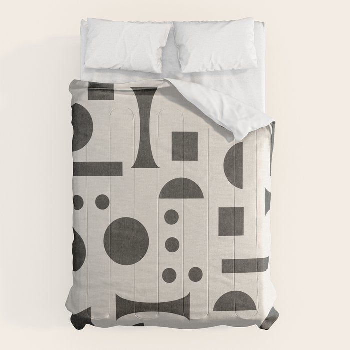 Playful Bauhaus geometric black shapes Comforter Gallery Image 6