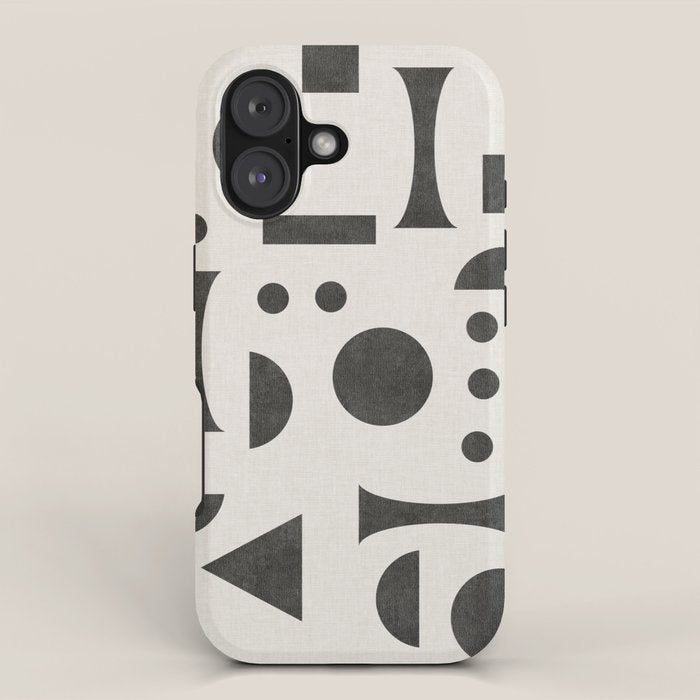 Playful Bauhaus geometric black shapes iPhone Case Gallery Image 1