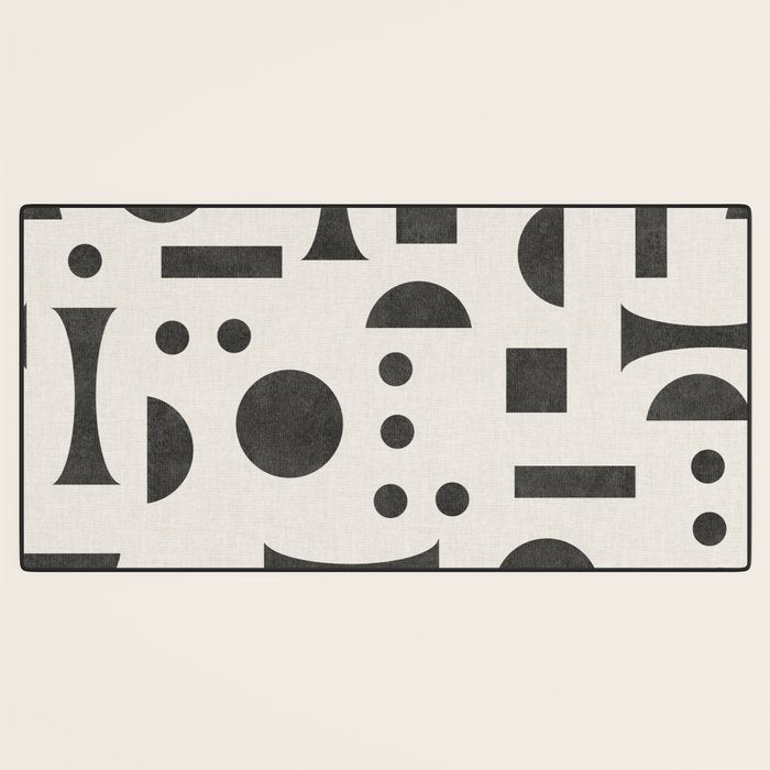 Playful Bauhaus geometric black shapes Desk Mat Gallery Image 3
