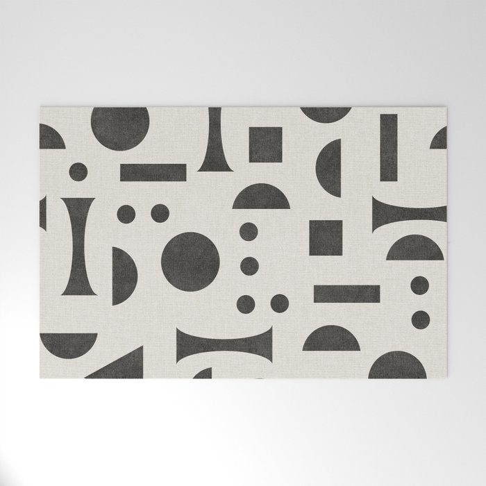 Playful Bauhaus geometric black shapes Welcome Mat Gallery Image 1