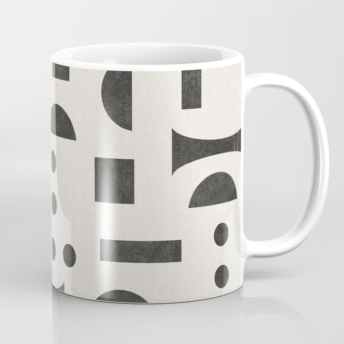 Playful Bauhaus geometric black shapes Coffee Mug Gallery Image 1