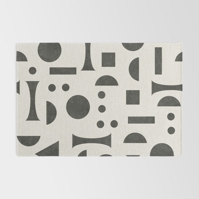 Playful Bauhaus geometric black shapes Rug Gallery Image 2
