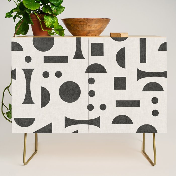 Playful Bauhaus geometric black shapes Credenza Gallery Image 1