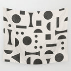 Playful Bauhaus geometric black shapes Wall Tapestry Gallery Image 4