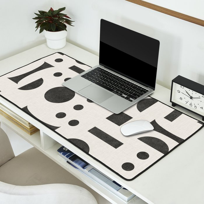 Playful Bauhaus geometric black shapes Desk Mat Gallery Image 2