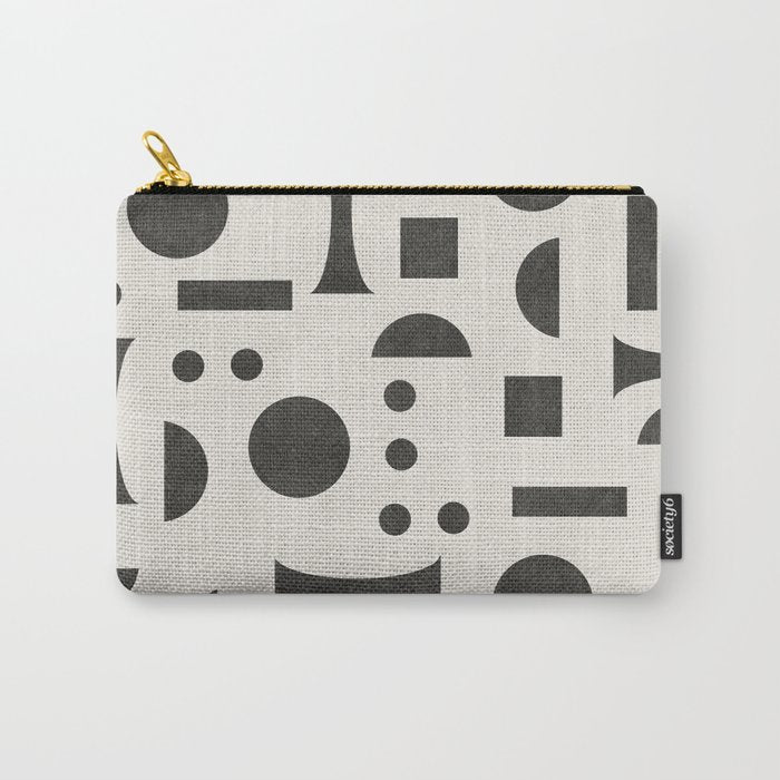 Playful Bauhaus geometric black shapes Carry All Pouch Gallery Image 1