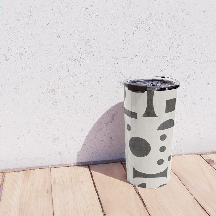 Playful Bauhaus geometric black shapes Travel Mug Gallery Image 4