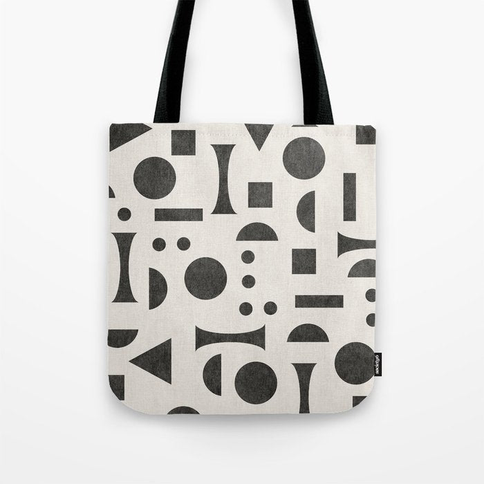 Playful Bauhaus geometric black shapes Tote Bag Gallery Image 1