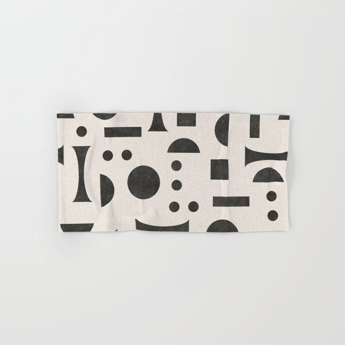 Playful Bauhaus geometric black shapes Bath Towel Gallery Image 1