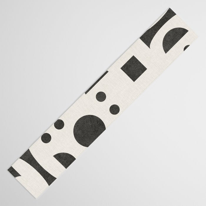 Playful Bauhaus geometric black shapes Table Runner Gallery Image 3