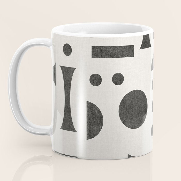 Playful Bauhaus geometric black shapes Coffee Mug Gallery Image 3
