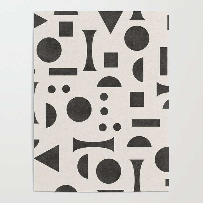 Playful Bauhaus geometric black shapes Poster Gallery Image 4