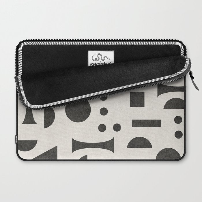 Playful Bauhaus geometric black shapes Laptop Sleeve Gallery Image 2