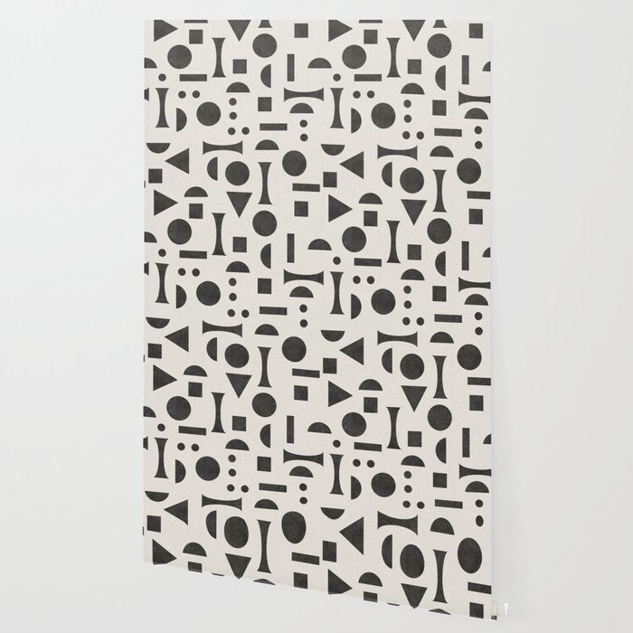 Playful Bauhaus geometric black shapes Wallpaper Gallery Image 2