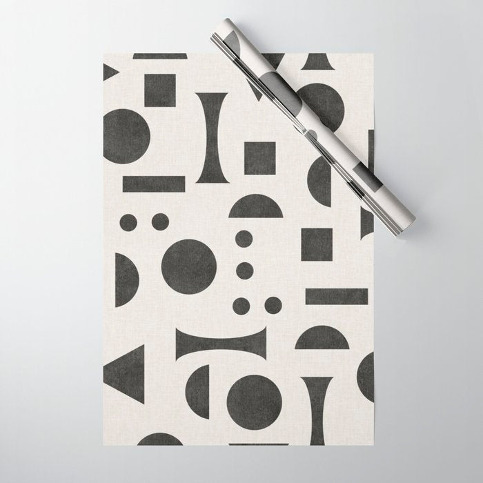 Playful Bauhaus geometric black shapes Wrapping Paper Gallery Image 1