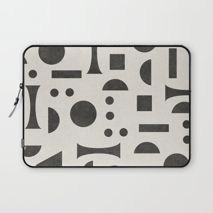 Playful Bauhaus geometric black shapes Laptop Sleeve Gallery Image 1