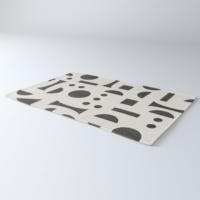 Playful Bauhaus geometric black shapes Rug Gallery Image 3