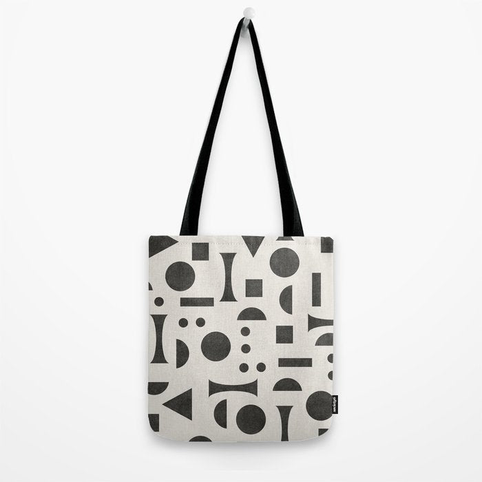 Playful Bauhaus geometric black shapes Tote Bag Gallery Image 2