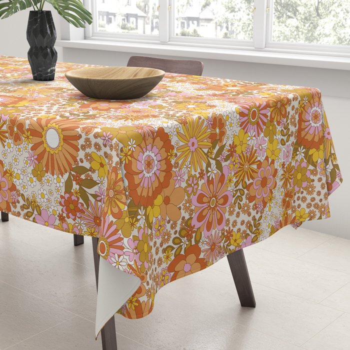 70s Floral Pattern Tablecloth Gallery Image 3