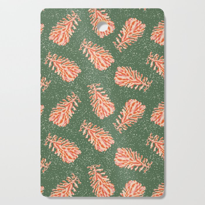 Dancing Pinecones in Sage Green & Red Cutting Board Gallery Image 1