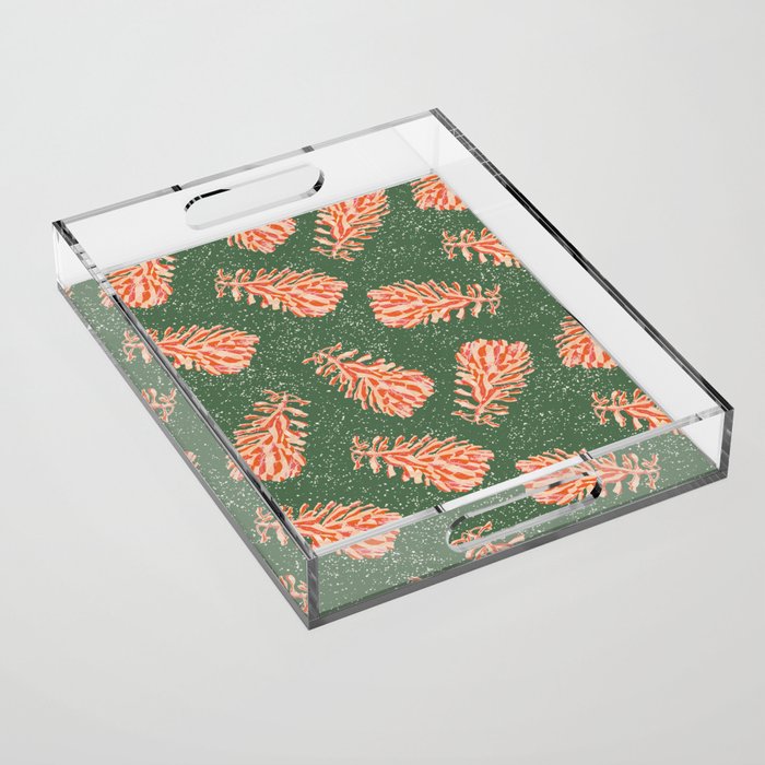 Dancing Pinecones in Sage Green & Red Acrylic Tray Gallery Image 1