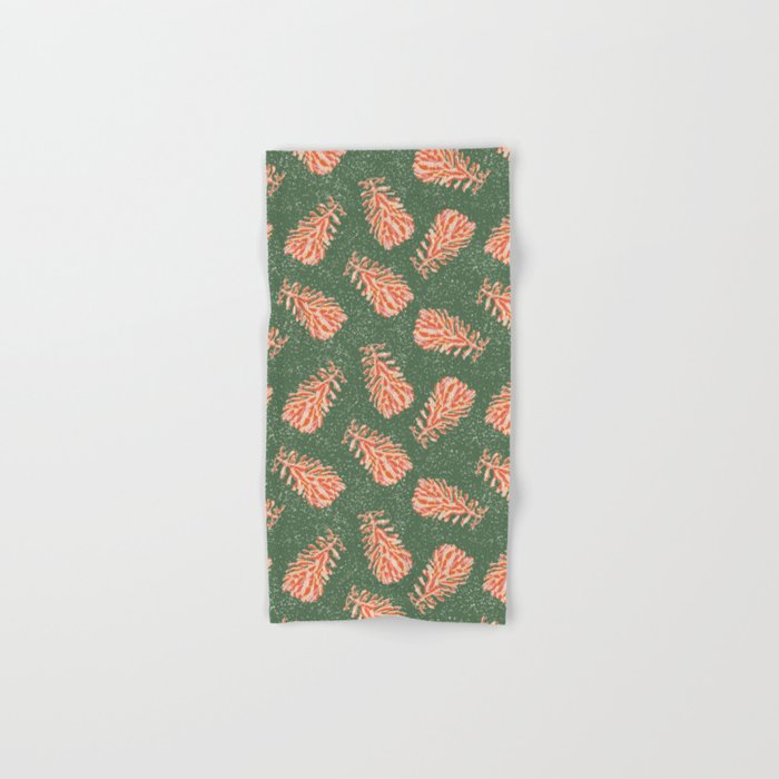 Dancing Pinecones in Sage Green & Red Bath Towel Gallery Image 1