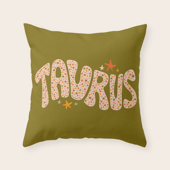 Starry Taurus Throw Pillow Gallery Image 1