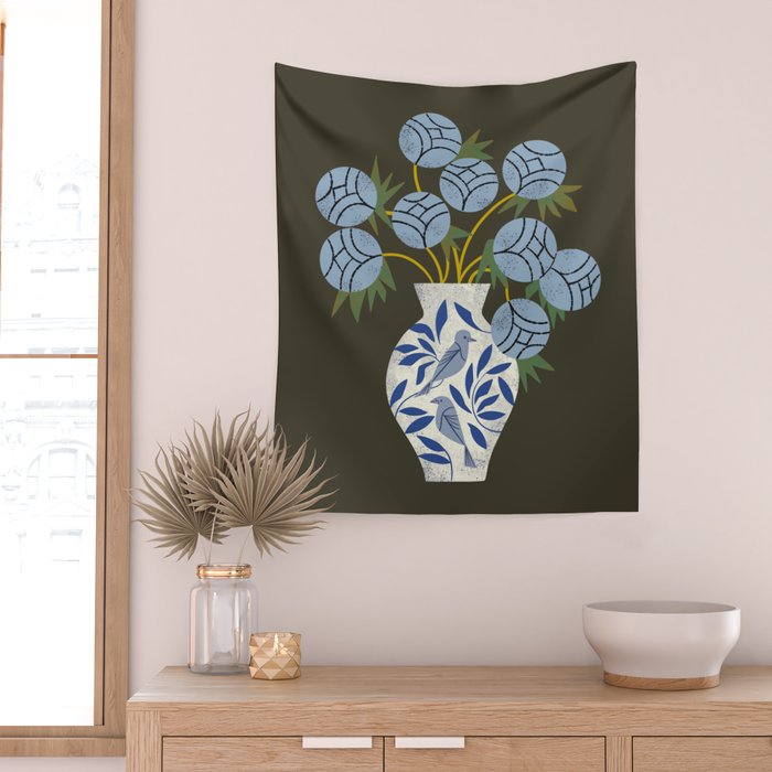 Bird Vase Bouquet Wall Tapestry Gallery Image 2