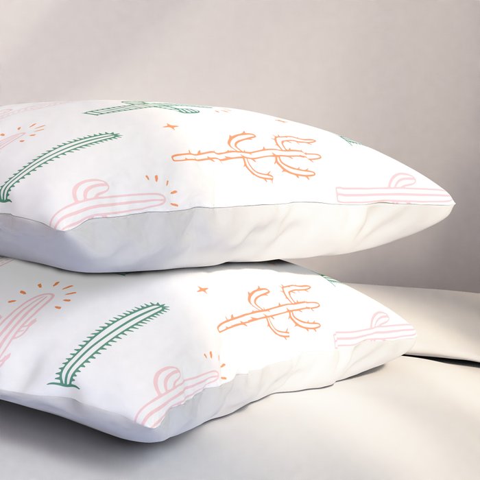 Retro hand drawn cactus plant pattern Pillow Sham Gallery Image 3