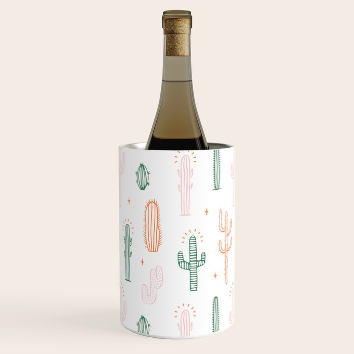 Retro hand drawn cactus plant pattern Wine Chiller Gallery Image 2