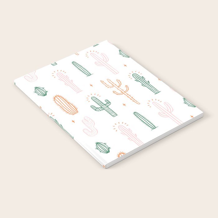 Retro hand drawn cactus plant pattern Notebook Gallery Image 2
