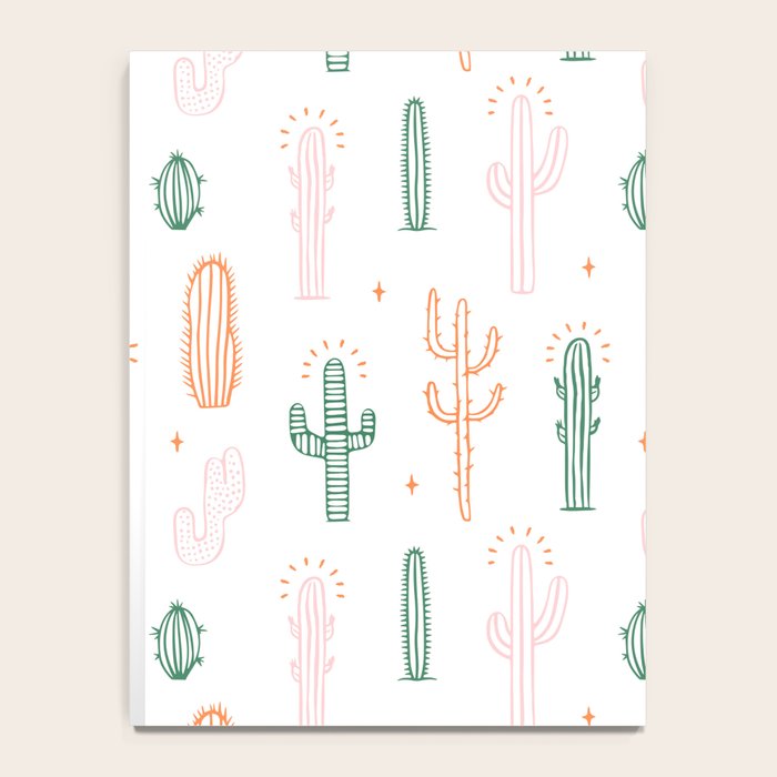 Retro hand drawn cactus plant pattern Notebook Gallery Image 4