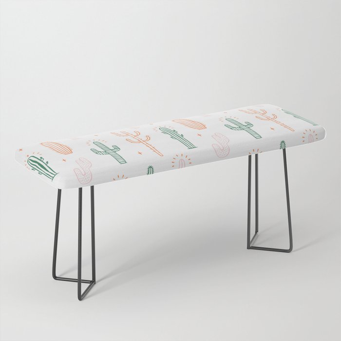 Retro hand drawn cactus plant pattern Bench Gallery Image 1