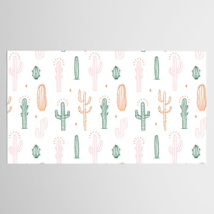 Retro hand drawn cactus plant pattern Tablecloth Gallery Image 2