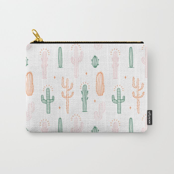 Retro hand drawn cactus plant pattern Carry All Pouch Gallery Image 1