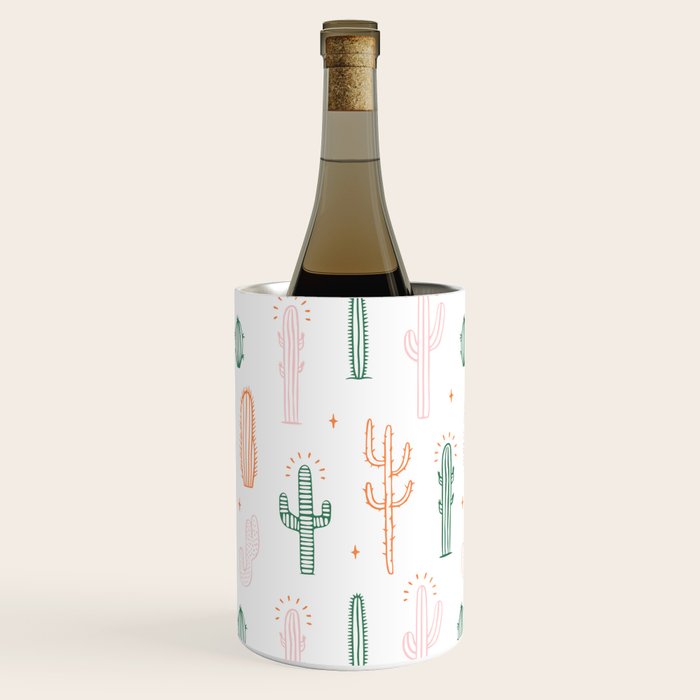 Retro hand drawn cactus plant pattern Wine Chiller Gallery Image 3