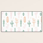 Retro hand drawn cactus plant pattern Desk Mat Gallery Image 3