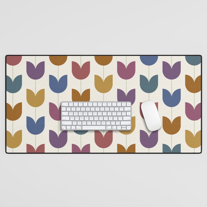 Spring Tulips VIII Multicolor Mid Century Flowers Desk Mat Gallery Image 1