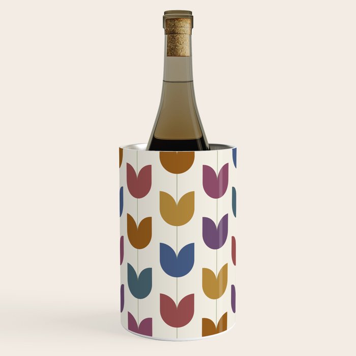 Spring Tulips VIII Multicolor Mid Century Flowers Wine Chiller Gallery Image 1
