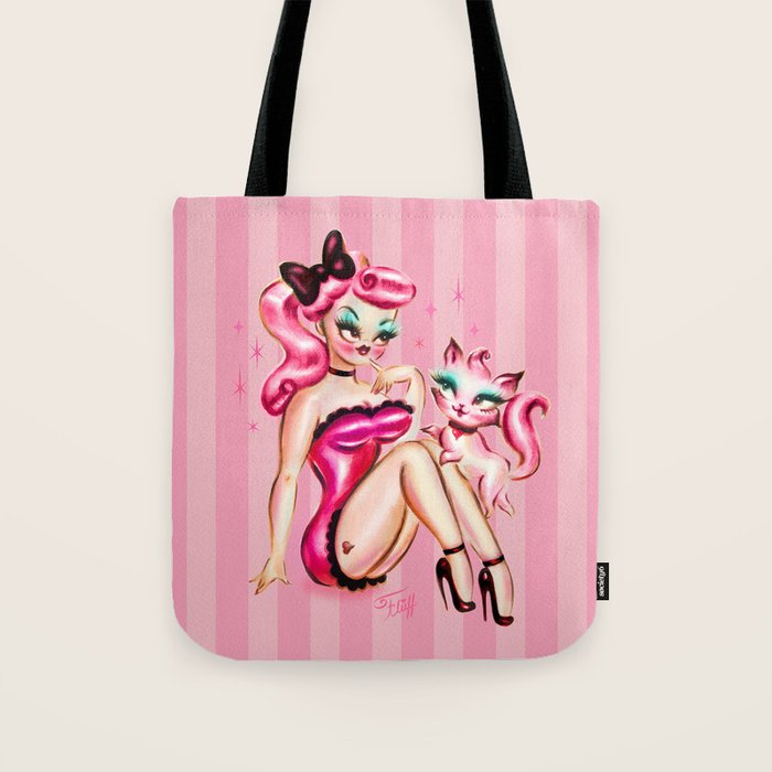 Smitten Kitten Pinup Doll Tote Bag Gallery Image 1