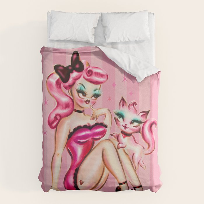 Smitten Kitten Pinup Doll Duvet Cover Gallery Image 1